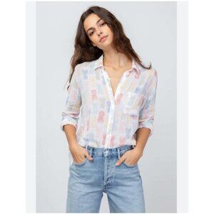 Rails Shirt Womens XS Charli Rainbow Pinas Pineapple Print Linen
